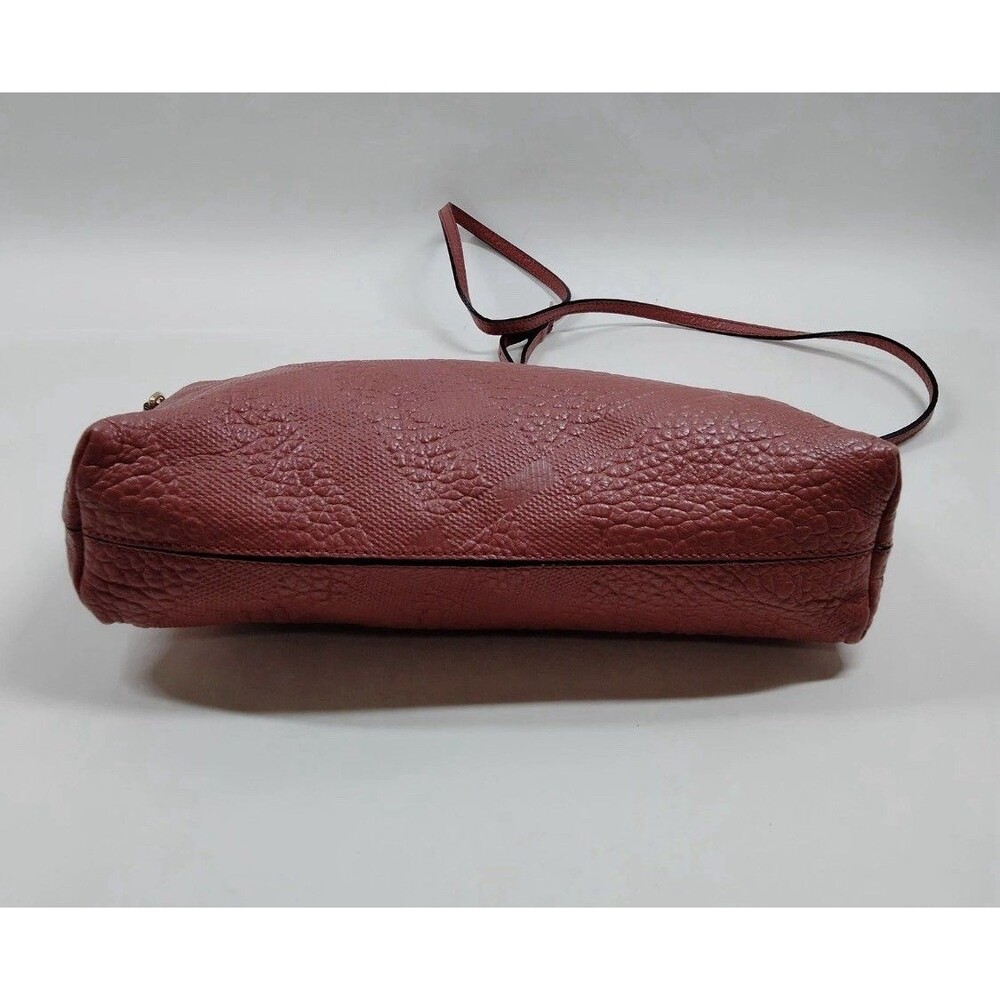 BURBERRY Crossbody Bag Pink Embossed Leather Good Used Condition - Picture 9 of 14